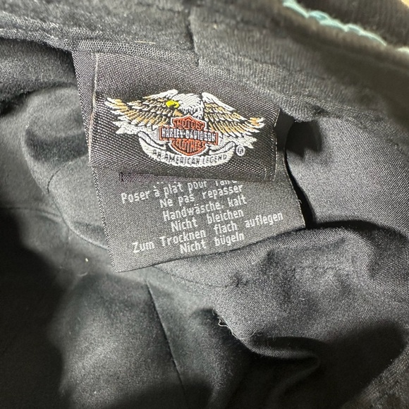 Harley Davidson Stitched Short Bill Hat Black Cap Biker Size Small Women’s VTG - Picture 5 of 8